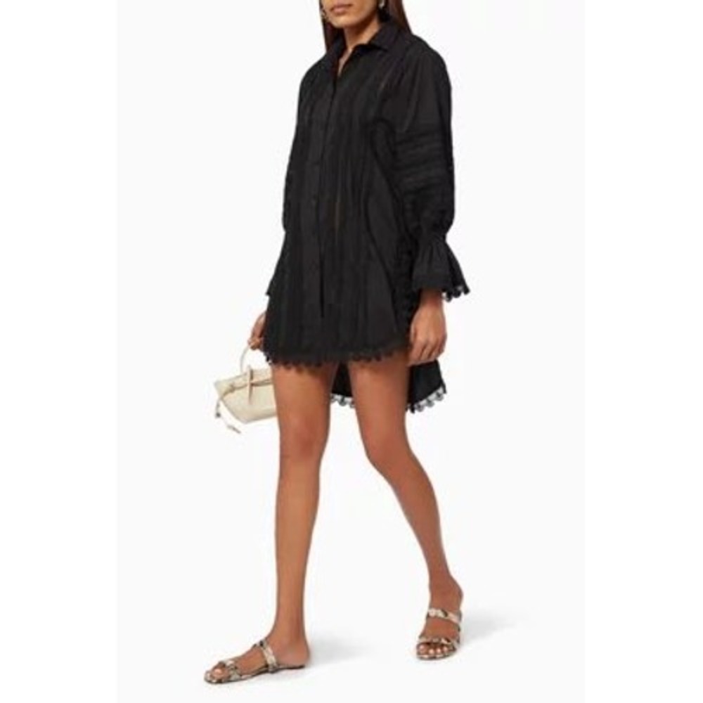 Waimari Catalana Button Down Beach Shirt in Black Size Small